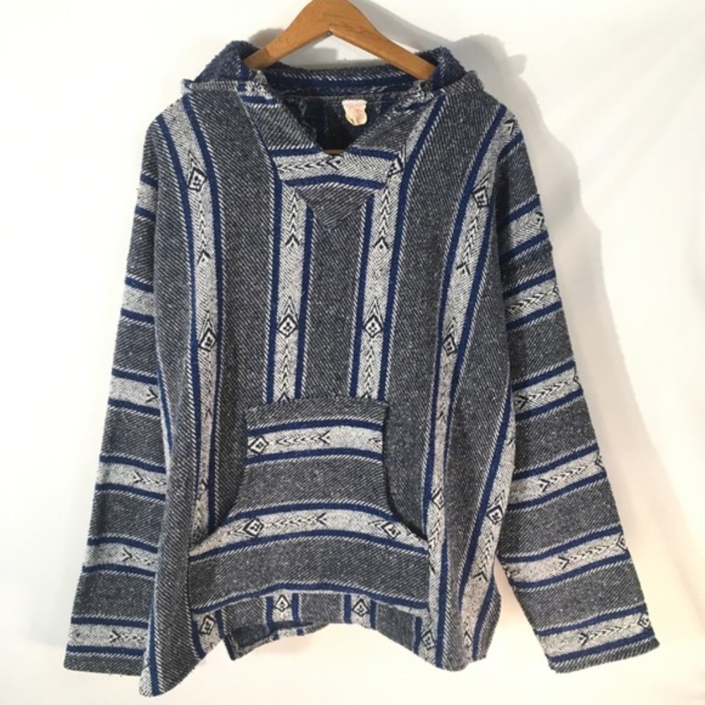 Vintage Mexican Baja Blanket Hoodie Size XLarge
